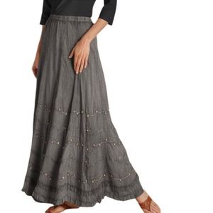 Soft Surroundings Suzette Charcoal Maxi Skirt, Medium Petite